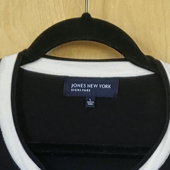 Jones New York Signature Cardigan Black and Ivory Size Large - Picture 7 of 8
